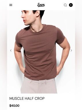 SOWN AGAIN Short Sleeve Tee in Brown NWT